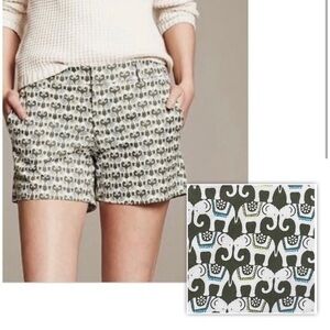 Banana Republic Elephant Print Hampton Chino Shorts in Canopy Green Women's 0